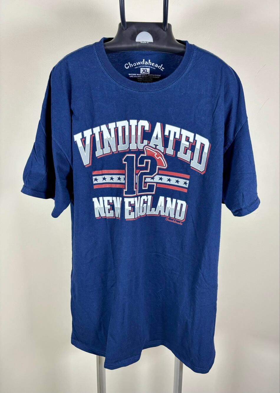 Chowdaheadz NFL New England Patriots Vindicated "12" Blue T-Shirt Men's XL Brady
